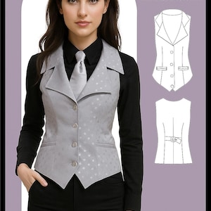 Ladies Collared Waistcoat - PDF Sewing Pattern - Size 6 to size 20