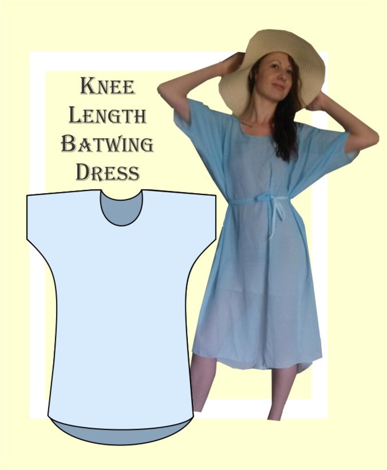 Sewing Pattern Summer Batwing Dress Knee Length Etsy