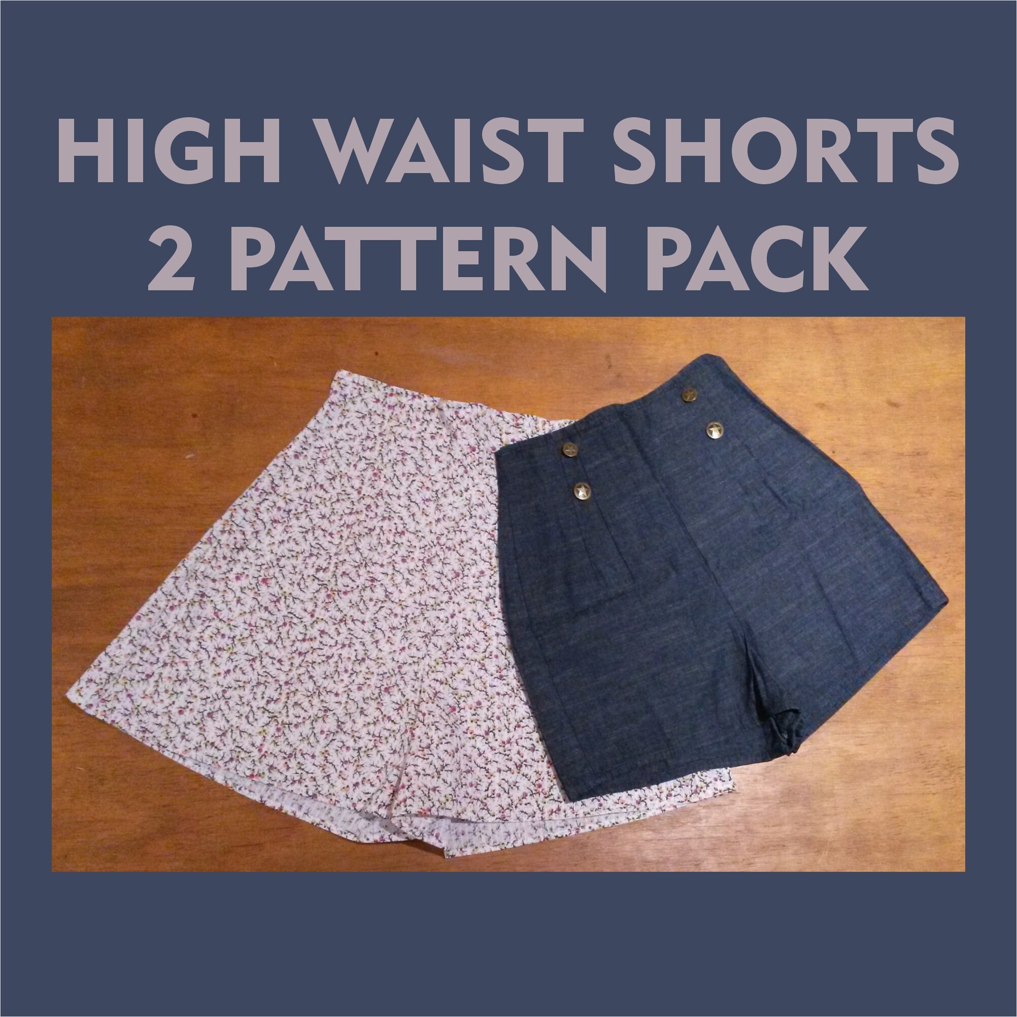 Sewing Pattern High Waist shorts 2 pattern pack Etsy