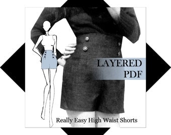 Sewing Pattern: Vintage Style High waist shorts