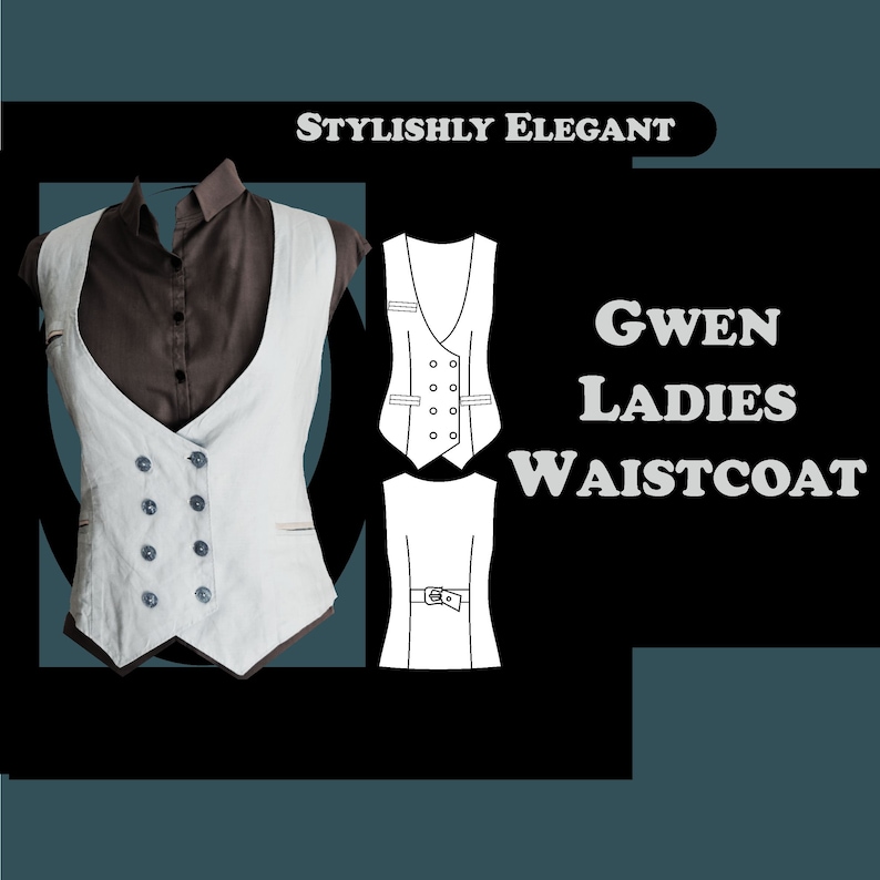 Steampunk Sewing Patterns- Dresses, Coats, Plus Sizes, Men’s Patterns     Gwen Ladies Waistcoat Sewing Pattern $7.99 AT vintagedancer.com