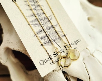 Genuine Citrine Earrings, Mined Natural Gemstone, Threader Earrings, 18k Gold Plated, Minimalistic Bridesmaid, Gift For Her