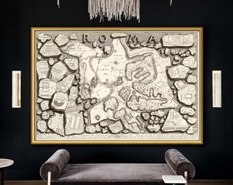 Ancient Rome Map by Piranesi in 6 sizes up to 60x40″ (150x100cm) Vintage map of Ancient Rome 1756 in high resolution gallery quality prints