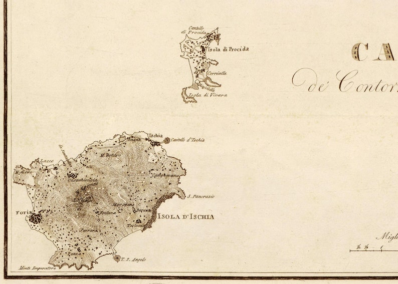Naples & Amalfi Coast map 1828, Old map of Naples, Capri, Ischia, Positano, Amalfi, Procida in high resolution prints up to 36x24 91x61cm image 5