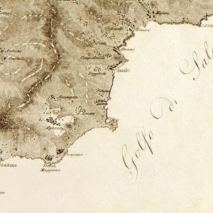 Naples & Amalfi Coast map 1828, Old map of Naples, Capri, Ischia, Positano, Amalfi, Procida in high resolution prints up to 36x24 91x61cm image 4