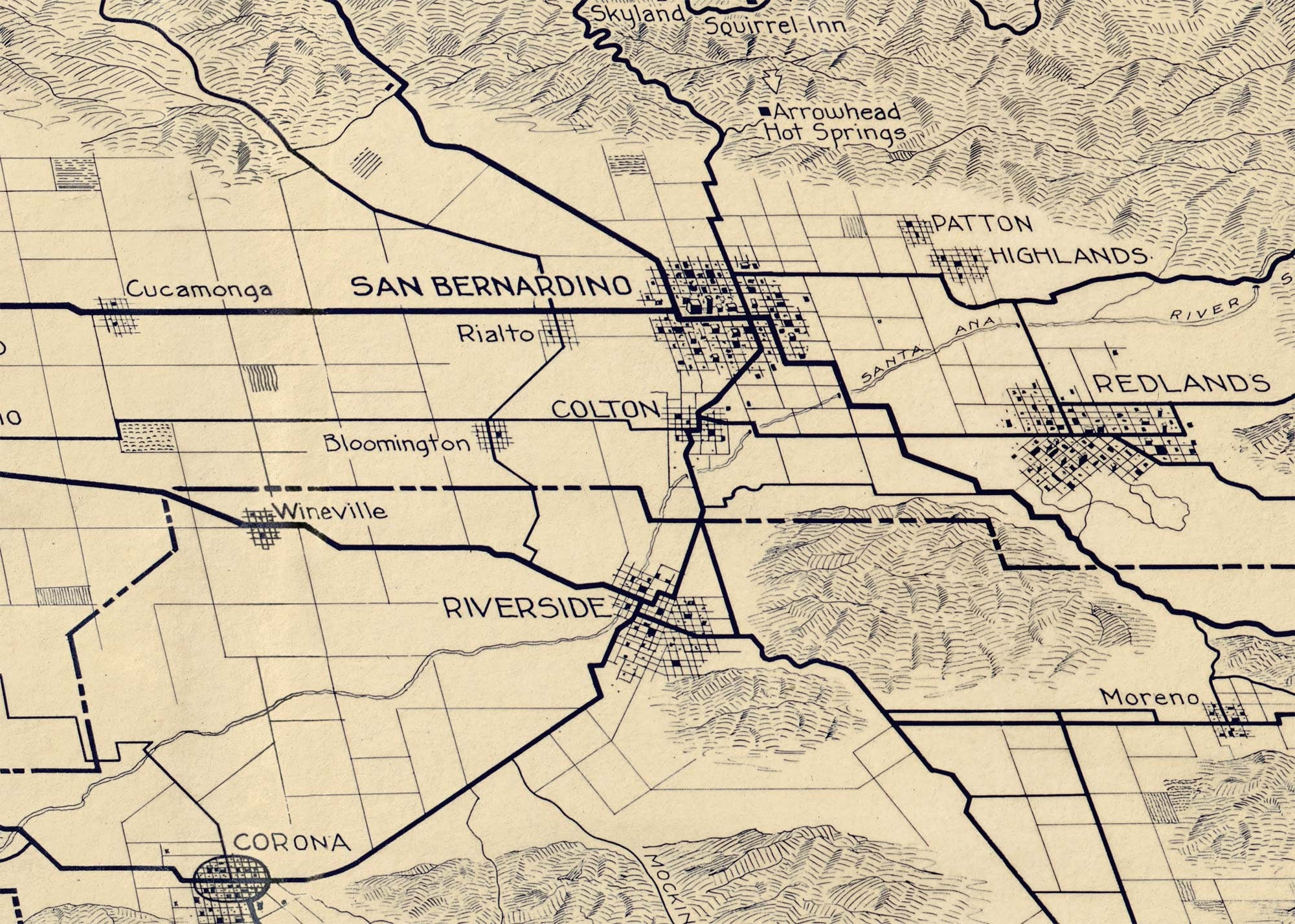 ロサンゼルス地図 1915年、カリフォルニア州ロサンゼルスの古地図