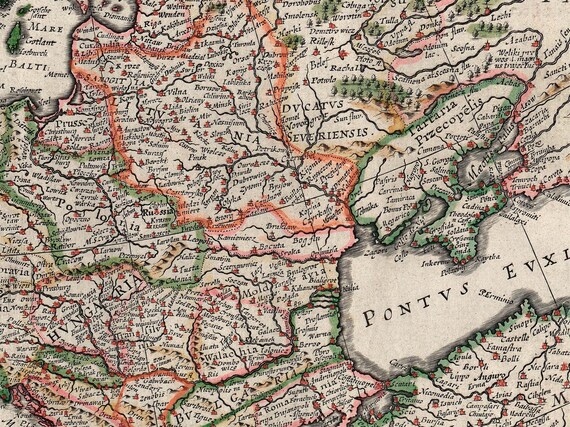 ヨーロッパ地図、最大 53 x 40 インチ (135 x 100 cm) の 7 つの