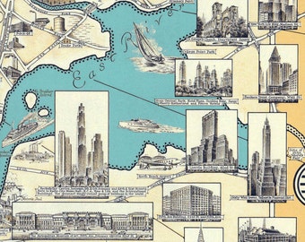 マンハッタンの地図（ニューヨーク市）7サイズ（40x53インチ、100 x