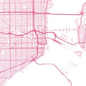 Miami City Map Print Poster, Map of Miami FL Minimalist Art, 7 Colors 4 ...