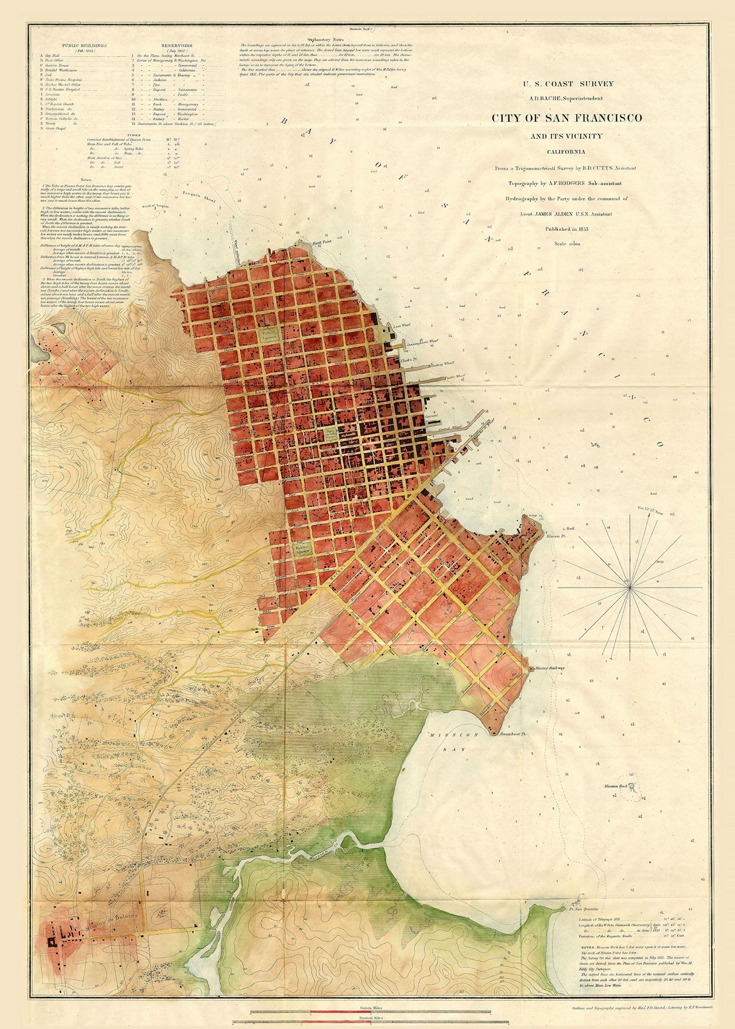 サンフランシスコ地図 1853、カリフォルニア州サンフランシスコの古