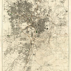 Carte de Jérusalem 1937, ancienne carte de Jérusalem, Israël en haute résolution, impression de l'affiche ancienne de Jérusalem jusqu'à 24 x 36 po. (61 x 91 cm), impression de carte vintage