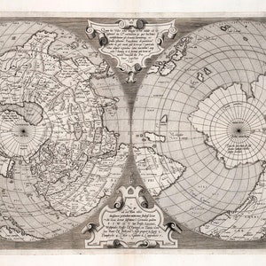 Weltkarte 1564, alte Karte der Welt in hochauflösenden Drucken bis zu 91x61cm geheimnisvolles Weltkarte Poster, Renaissance Landkarte Druck