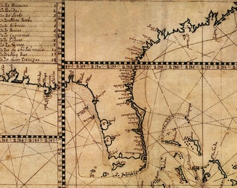 お値下げ　額装品　1670年頃　J.オーギルビー　「カーボべルデ諸島」海図 額装品 古地図 1670年頃 J.オーギルビー 「カーボべルデ諸島」海図