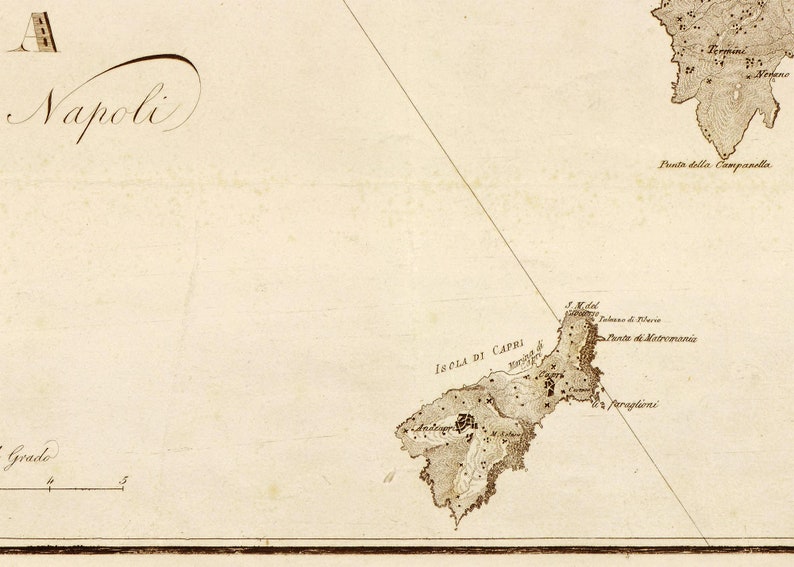 Naples & Amalfi Coast map 1828, Old map of Naples, Capri, Ischia, Positano, Amalfi, Procida in high resolution prints up to 36x24 91x61cm image 3