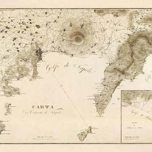 Naples & Amalfi Coast map 1828, Old map of Naples, Capri, Ischia, Positano, Amalfi, Procida in high resolution prints up to 36x24 91x61cm image 1