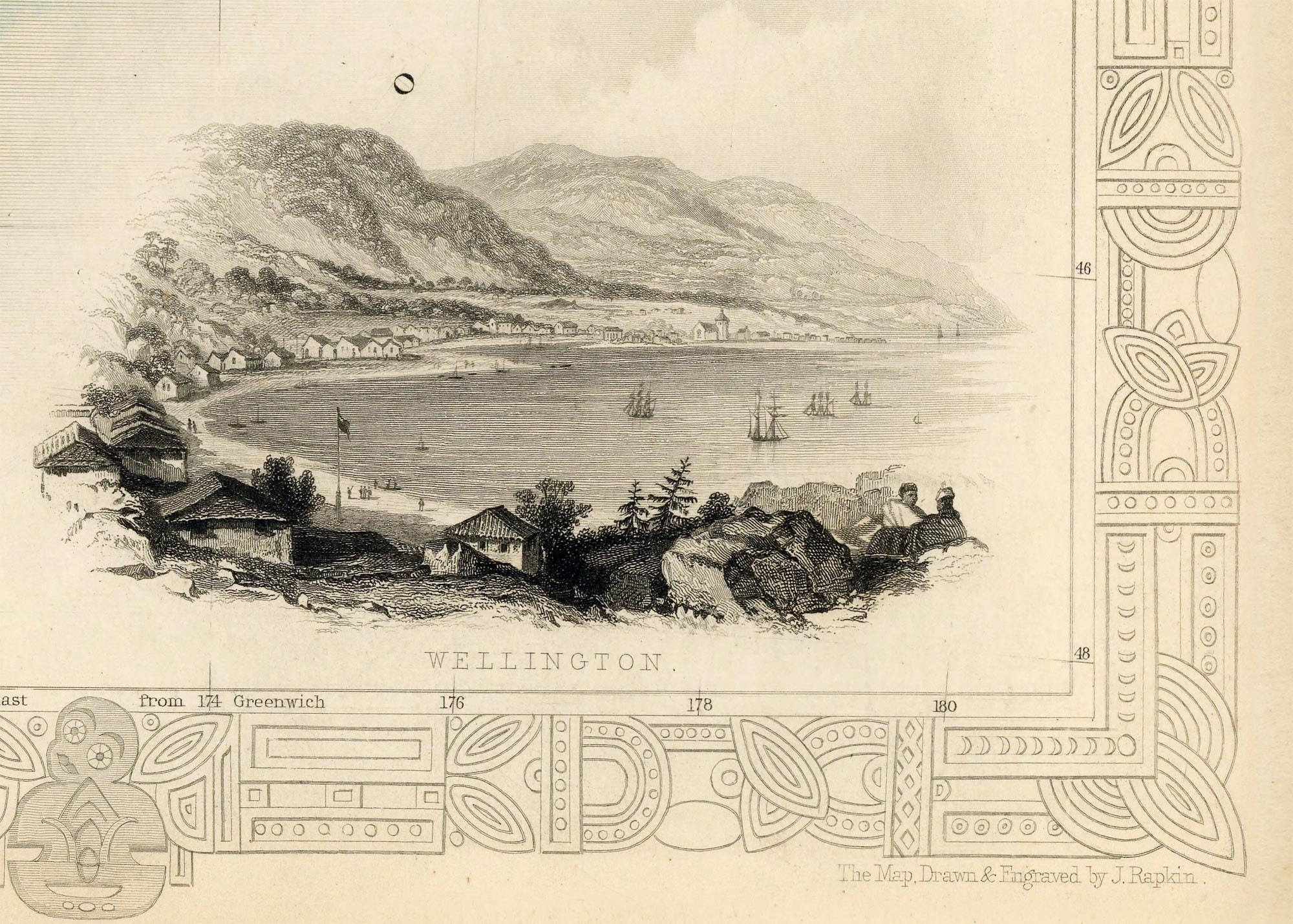 1851年製 ニュージーランド地図 New Zealand Map 1851, Old Map of New Zealand in High Resolution