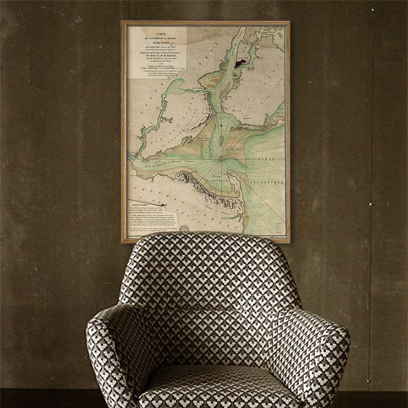 New York Bay Map 1778 Nautical Chart Of Hudson River In 3 Sizes Up To 30x40 Hudson River Entrance Map Poster Frame S Not Included