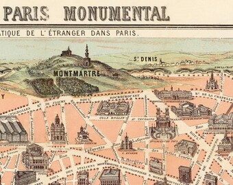 アート・デザイン・音楽 HISTORIC MAPS AND VIEWS OF PARIS Old Map of Paris DIGITAL DOWNLOAD. Antique PARIS Map - Paris