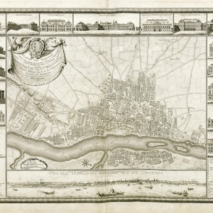Warsaw map 1772, Old map of Warsaw, Poland in high resolution prints up to 36x24&quot; (91x61cm) Warsaw poster, vintage map of Warszawa, Varsovie