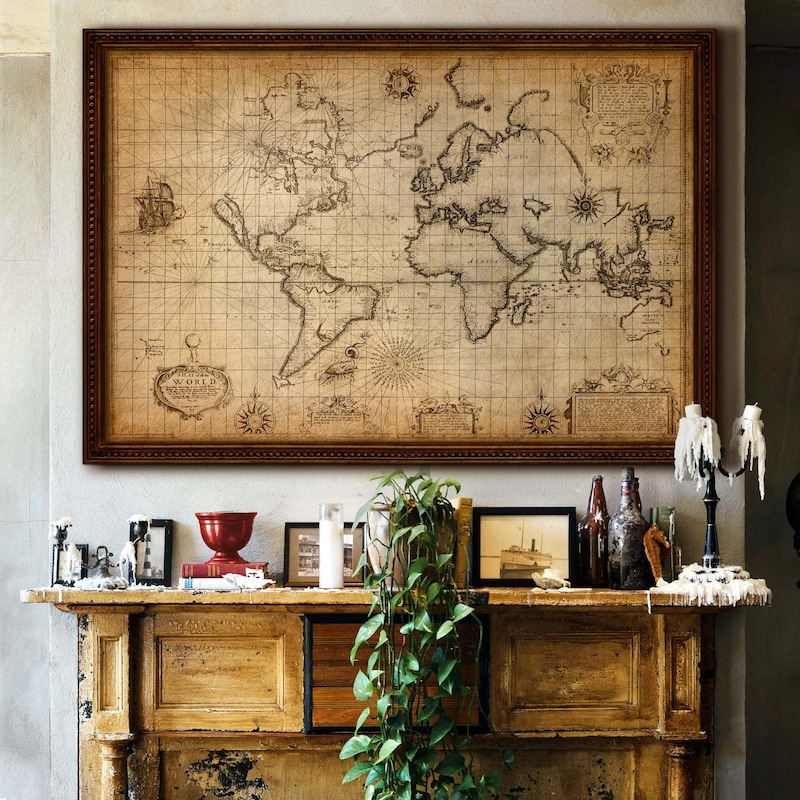 Nautical World Chart - Etsy