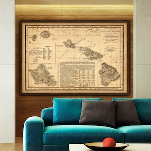 Alte Landkarte von Hawaii-Inseln in 6 Größen bis zu 60x40″ (150x100 cm) Große vintage Karte von Hawaii-Inseln (ab 1893) in hochauflösenden Drucken