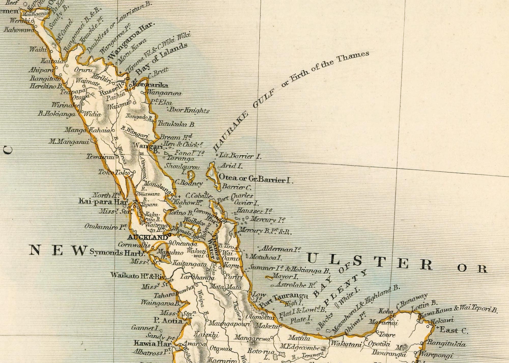 1851年のニュージーランド地図、高解像度プリント最大40x60インチ（100