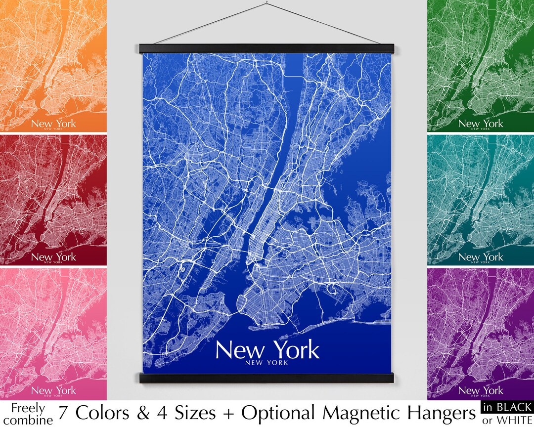 New York City Map Print Poster, Map of New York NYC NY Minimalist Art