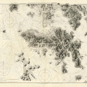 1903 年の香港地図、最大 36 x 24 インチ (91 x 61 cm) の高解像度プリントの香港のビンテージ海図、ビクトリア & 九龍香港ポスター