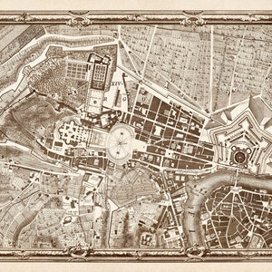 Carte du Vatican de 1748, ancienne carte du Vatican, Rome en impression haute résolution jusqu'à 36 x 24 po. (91 x 61 cm) Affiche de l'ancienne carte du Vatican, catholique, pape