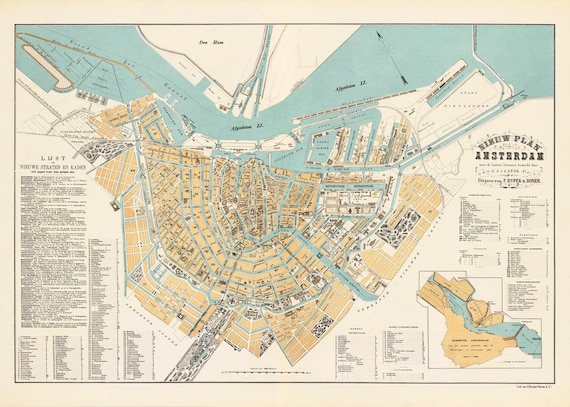 Amsterdam Map 1884, Old Map of Amsterdam, Holland, Netherlands in High  Resolution Prints up to 36x24 91x61cm Amsterdam Poster, Map Print - Etsy  Denmark
