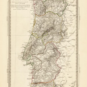 Map of Portugal 1831, Vintage Portugal map in high resolution prints up to 24 x 36" (61 x 91cm) Old map of Portugal, Portuguese map poster