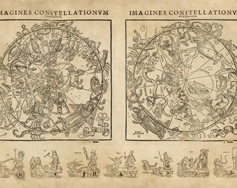 星座と惑星が描かれた星図（1532年）、アルブレヒト・デューラーによる