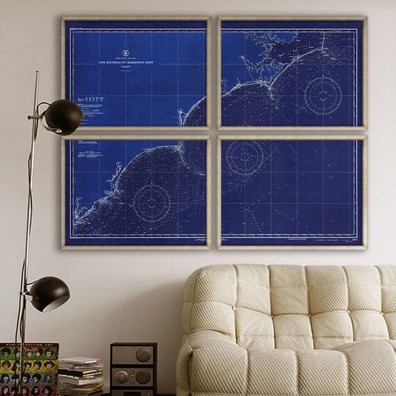 Carolina Coast Map 1934 Xl Map Of Atlantic Coast From Etsy