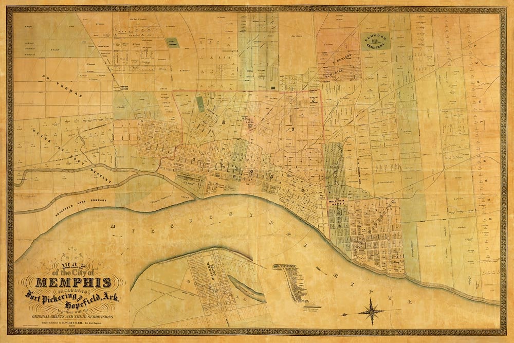 Memphis map 1858 Old map of Memphis TN map print in 6 sizes Etsy