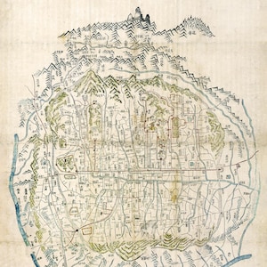 Mapa de Seúl 1840, mapa antiguo de Seúl, Corea del Sur, impresiones en alta resolución de hasta 91 x 61 cm (36 x 24 pulgadas). Póster coreano, mapa grande de la ciudad de Seúl, Corea.