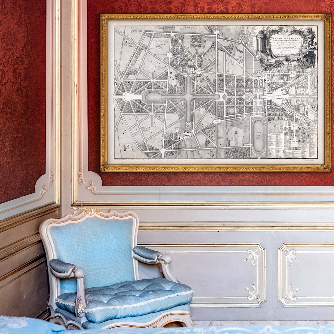 Map of Versailles in 6 Sizes up to 60x40 150x100 Cm Old Baroque Plan of