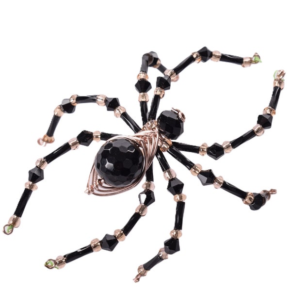 Pet Spiders - Black Beauty with Gold Spider is looking for a home - beads and wire