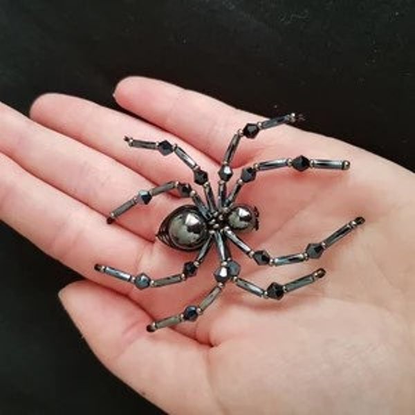 Pet Spiders - Hematite Harry is looking for a home - beads and wire