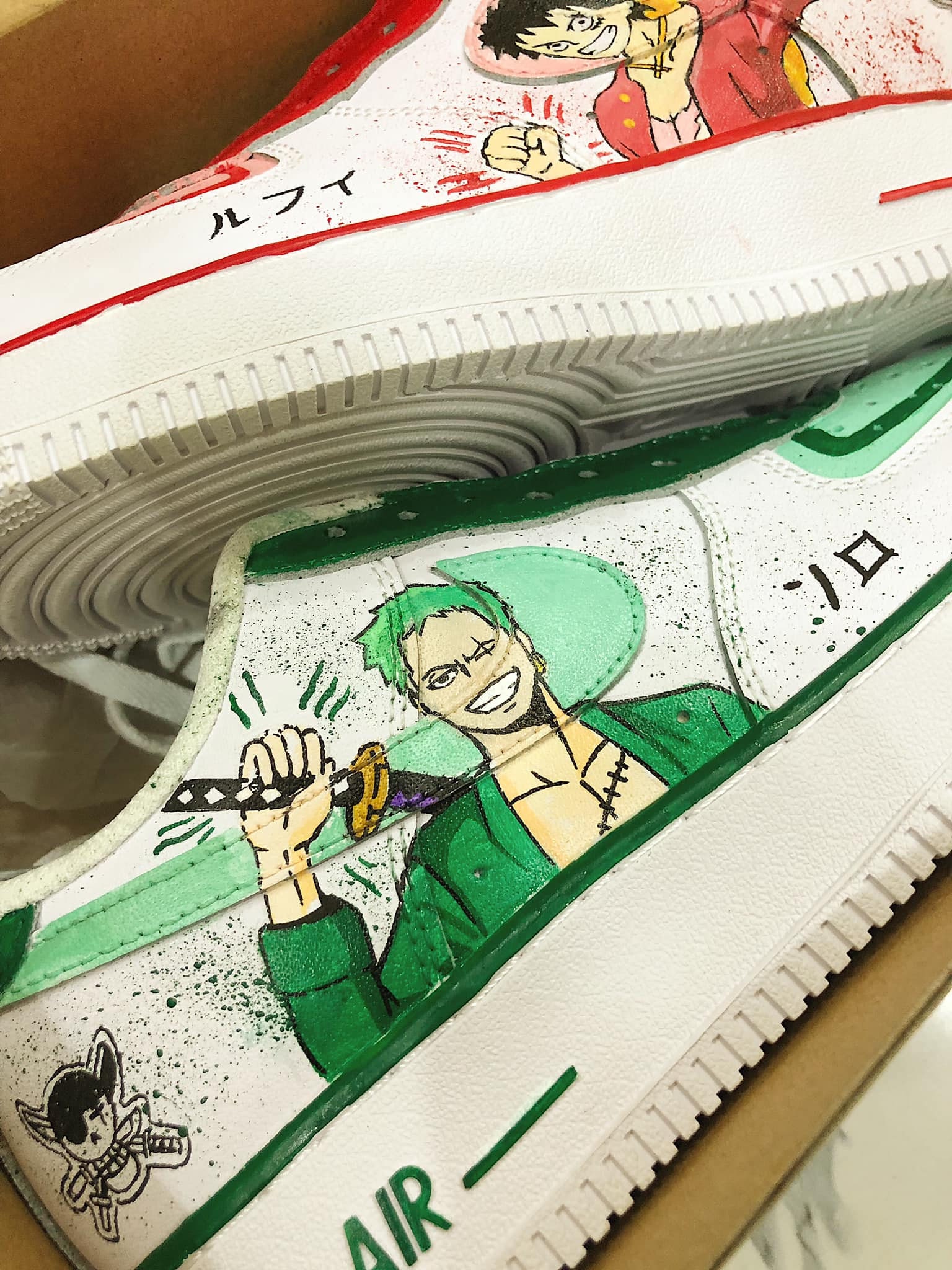 Nike Air Force 1 x One Piece anime sneakers 🏴‍☠️ Dm to order