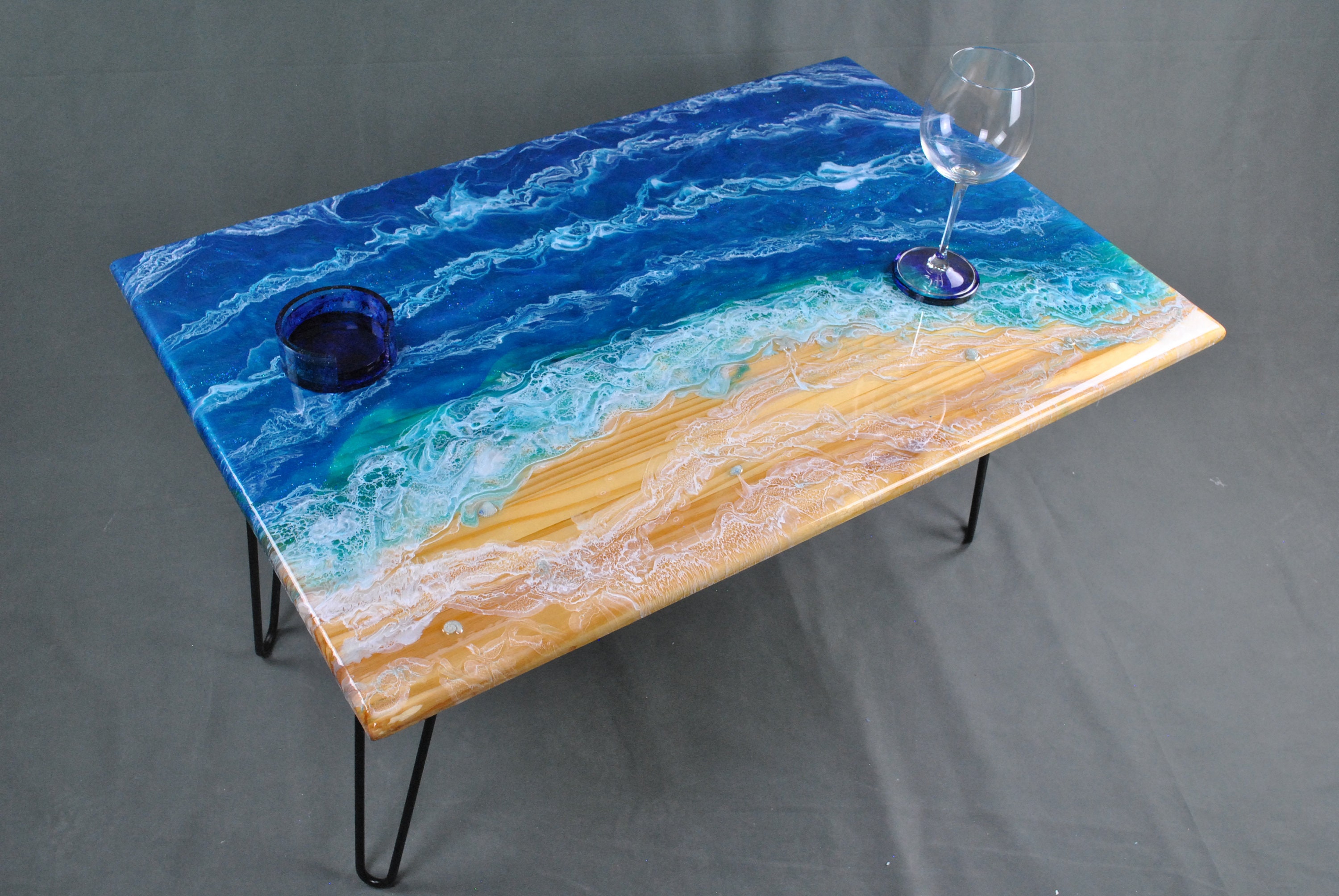 Seashell Beach Ocean Table Epoxy Resin Table Rectangle Etsy
