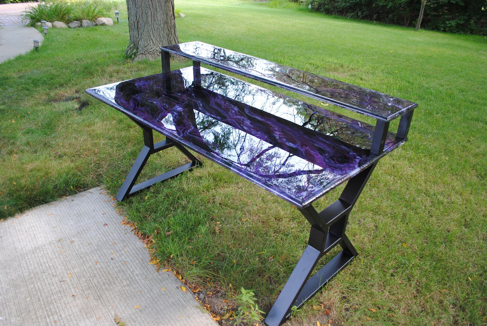 Large Custom Computer Desk With Monitor Stand Desk With Etsy