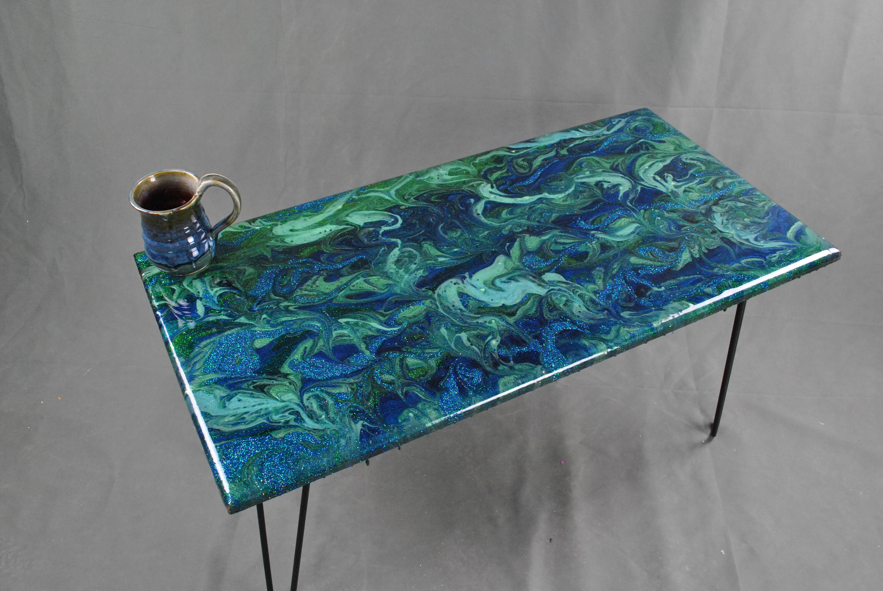 Spring Peacock Feather Inspired Epoxy Coffee Table Handmade Etsy