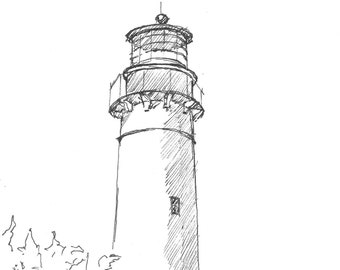 CAPE MAY POINT - Lighthouse, New Jersey, East Coast, Ink, Drawing, Sketchbook, Art, Drawn There