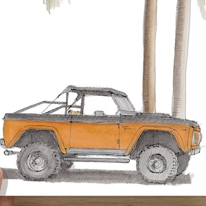1975 FORD BRONCO - Truck, 4x4, California, Palm Trees, Off-Road, Drawing, Pen and Ink, Watercolor, Painting, Sketchbook, Art, Drawn There