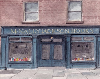 McNALLY JACKSON BOOKSTORE - New York City, nyc, Independent Bookstore Watercolor Art Painting, Literary Art, Drawn There