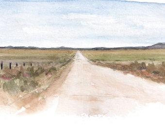 PIE TOWN ROAD - New Mexico Gila National Forest, Plein Air Watercolor Landscape Painting, gdmbr, Southwest Wall Art, Drawn There