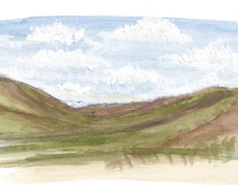 WIND RIVER PRAIRIE - Wyoming Landscape Plein Air Watercolor Painting, Wyoming Art Print, Sketchbook Art Wall Print, Drawn There
