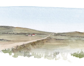 COLORADO PRAIRIE LANDSCAPE - Northern Colorado Plein Air Watercolor Painting, Grasslands, Sketchbook Art Wall Print, Drawn There