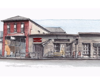 VIRGINIA CITY MONTANA - Historic Western Mining Town, Yellowstone Roadtrip Art, Plein Air Watercolor Painting Art Print, Drawn There