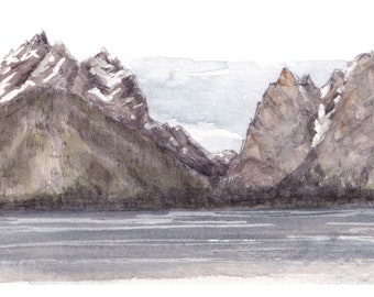GRAND TETON National Park Jenny Lake - Plein Air Watercolor Mountain Landscape Painting, National Park Art, Drawn There